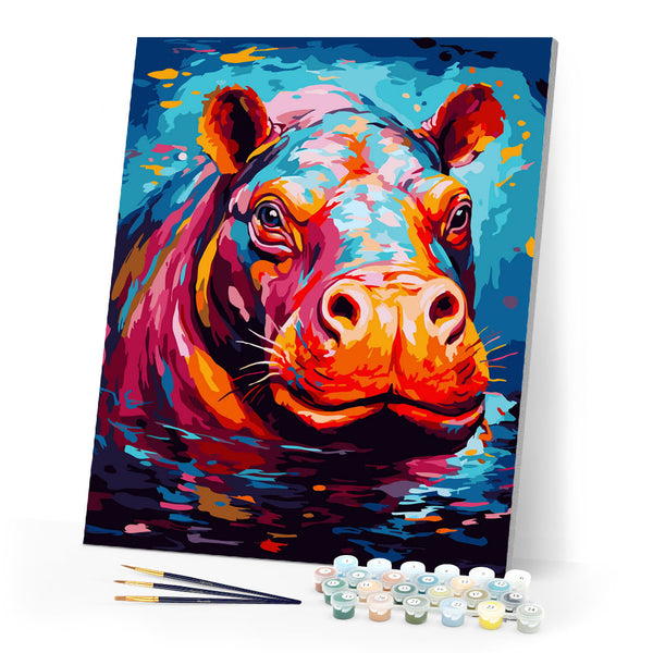 Paint by numbers kit Colorful Abstract Hippo Figured'Art