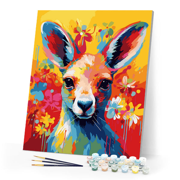 Paint by numbers kit Colorful Abstract Kangaroo Figured'Art
