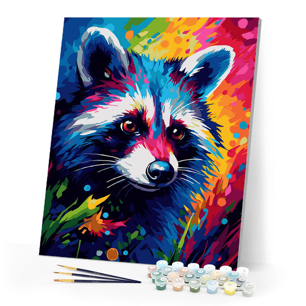 Paint by numbers kit Colorful Abstract Raccoon Figured'Art
