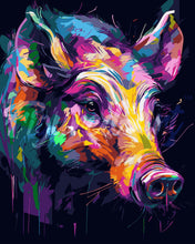 Load image into Gallery viewer, Paint by numbers kit Colorful Abstract Wild Boar Figured'Art