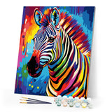 Paint by numbers kit Colorful Abstract Zebra Figured'Art