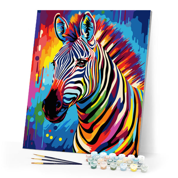 Paint by numbers kit Colorful Abstract Zebra Figured'Art