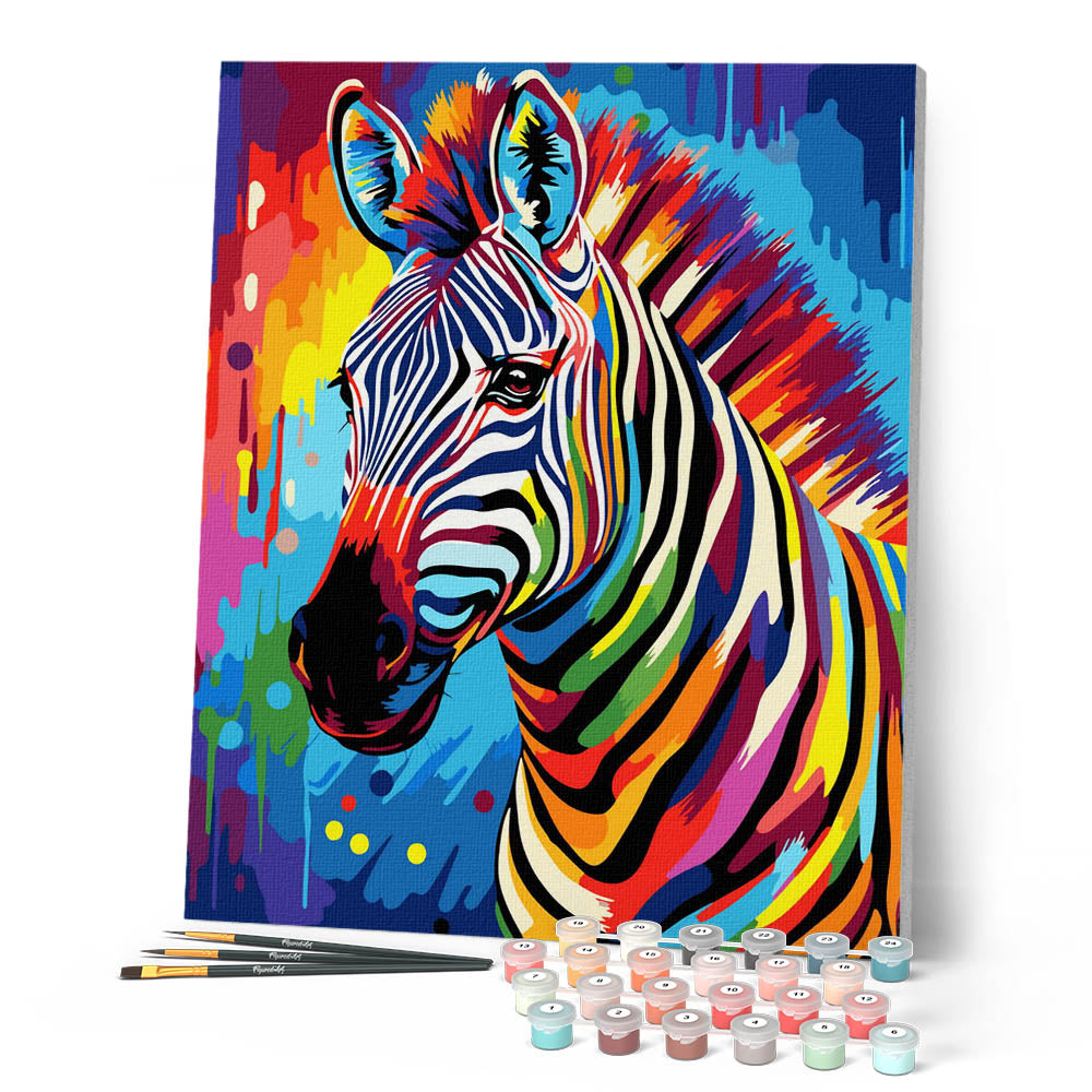 Paint by Numbers - Colorful Abstract Zebra – Figured'Art