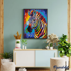 Paint by Numbers - Colorful Abstract Zebra – Figured'Art US