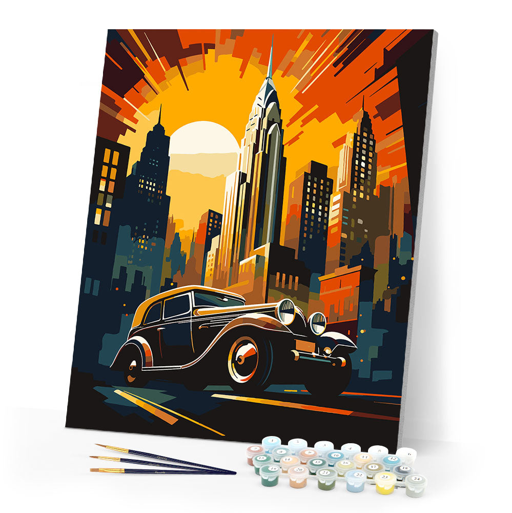 Paint by numbers kit for adults Art Deco Car in New York Figured'Art