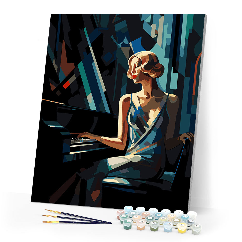 Paint by numbers kit Art Deco Woman at a Piano Figured'Art