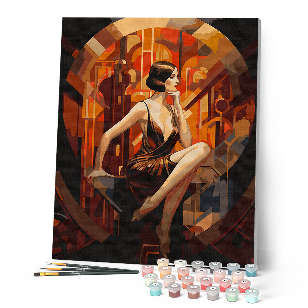 Paint by Numbers for adults - Sitting Art Deco Woman – Figured'Art