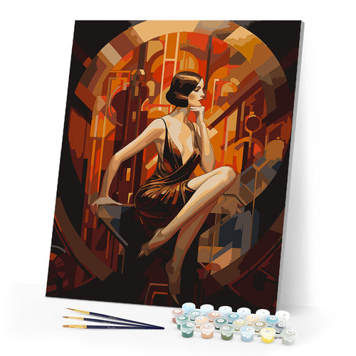 Paint by numbers kit Sitting Art Deco Woman Figured'Art