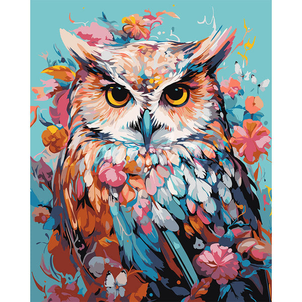 Colorful Owl in Bloom