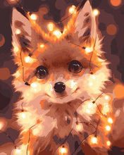 Load image into Gallery viewer, Paint by numbers kit for adults Little Fox with light bulbs Figured'Art