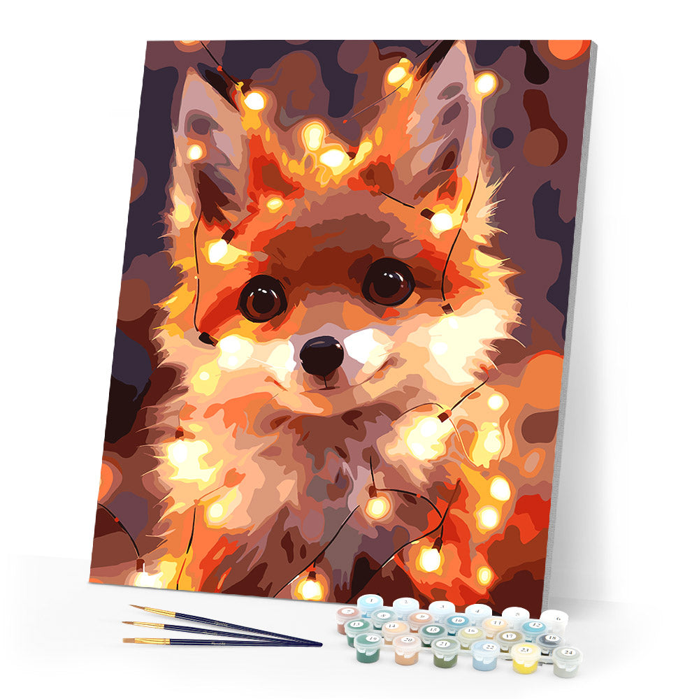 Paint by numbers kit for adults Little Fox with light bulbs Figured'Art
