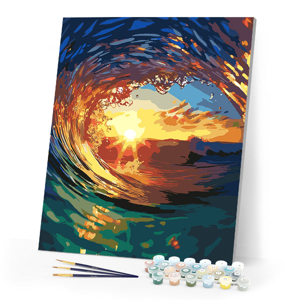 Paint by numbers kit The Wave and Sunset Figured'Art