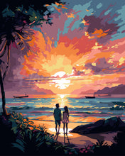 Load image into Gallery viewer, Paint by numbers kit Couple and Colorful Sunset Figured'Art