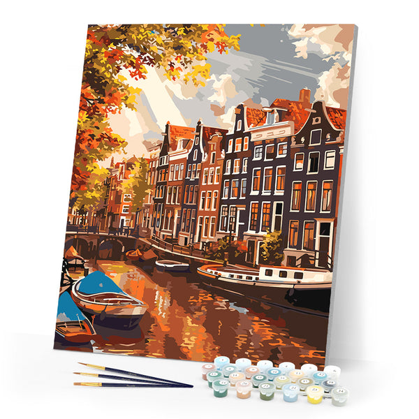 Paint by numbers kit Sunshine in Amsterdam Figured'Art