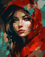 Load image into Gallery viewer, Paint by numbers kit Woman in Red Scarf Figured'Art