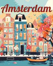 Load image into Gallery viewer, Paint by numbers kit Travel Poster Amsterdam in Bloom Figured'Art