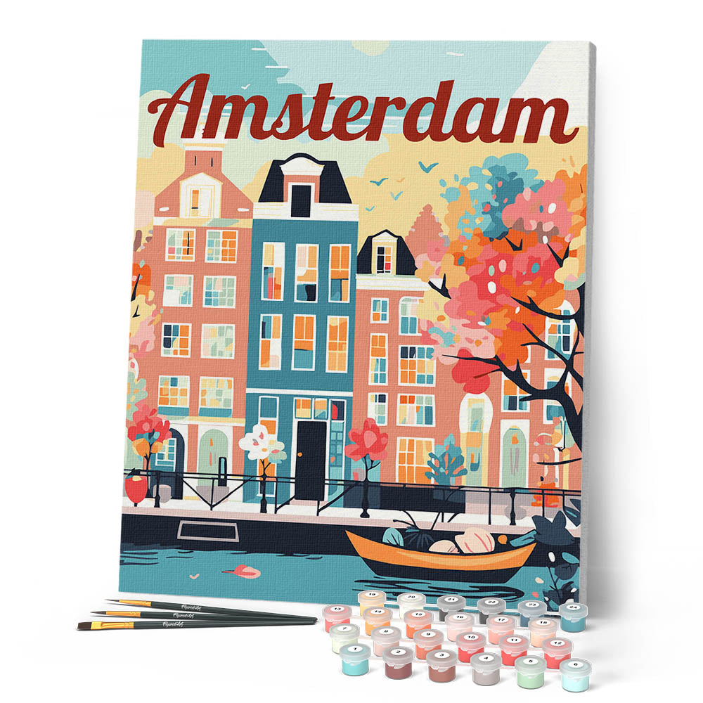 Paint by Numbers for adults - Travel Poster Amsterdam in Bloom