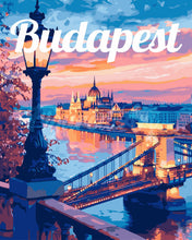 Load image into Gallery viewer, Paint by numbers kit Travel Poster Budapest at Dusk Figured'Art