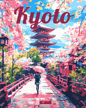 Load image into Gallery viewer, Paint by numbers kit Travel Poster Kyoto in Bloom Figured'Art