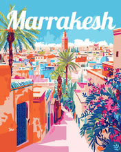 Load image into Gallery viewer, Paint by numbers kit Travel Poster Marrakesh Morocco Figured'Art