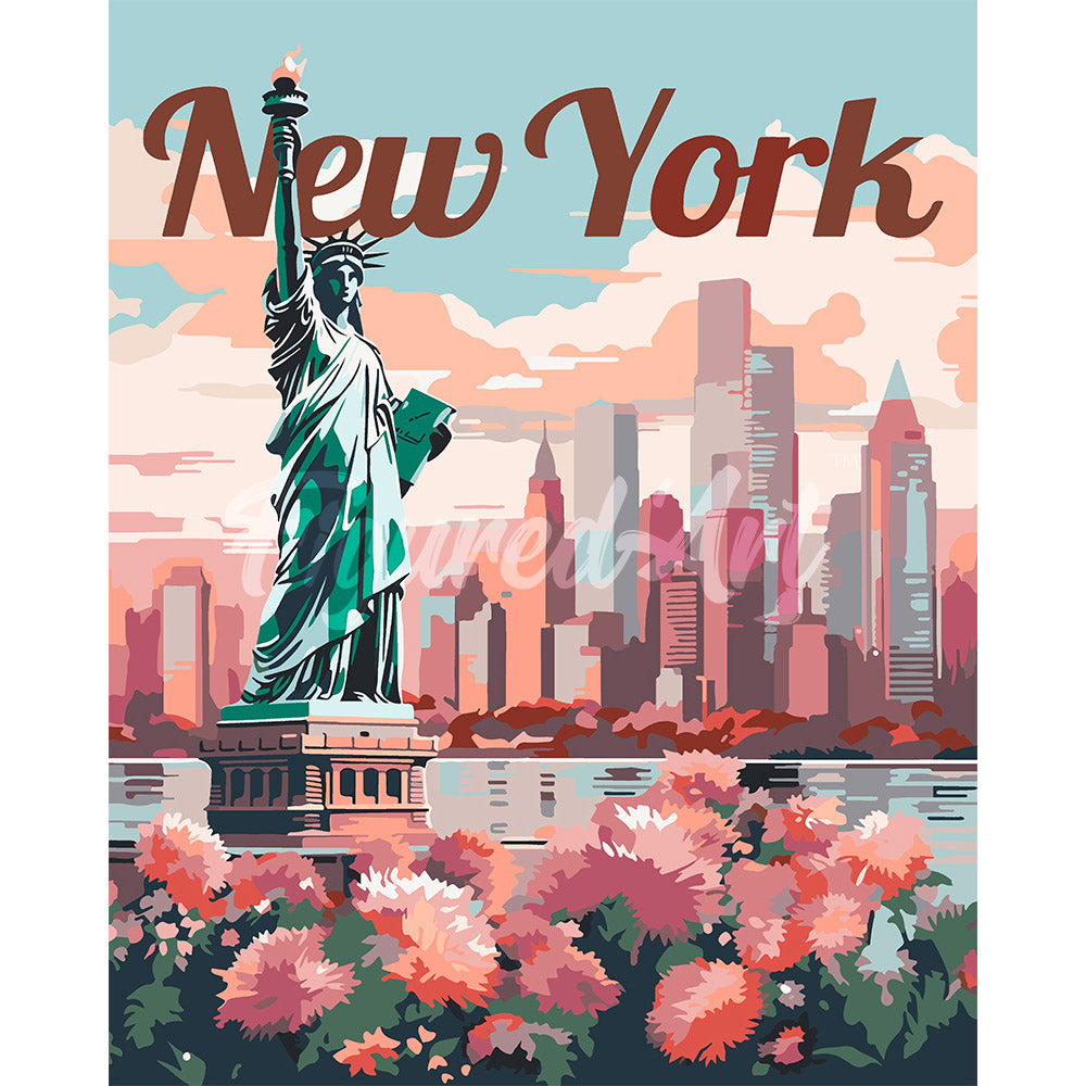 Paint by Numbers for adults - Travel Poster New York in Bloom