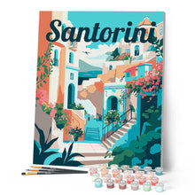 Load image into Gallery viewer, Travel Poster Santorini in Bloom
