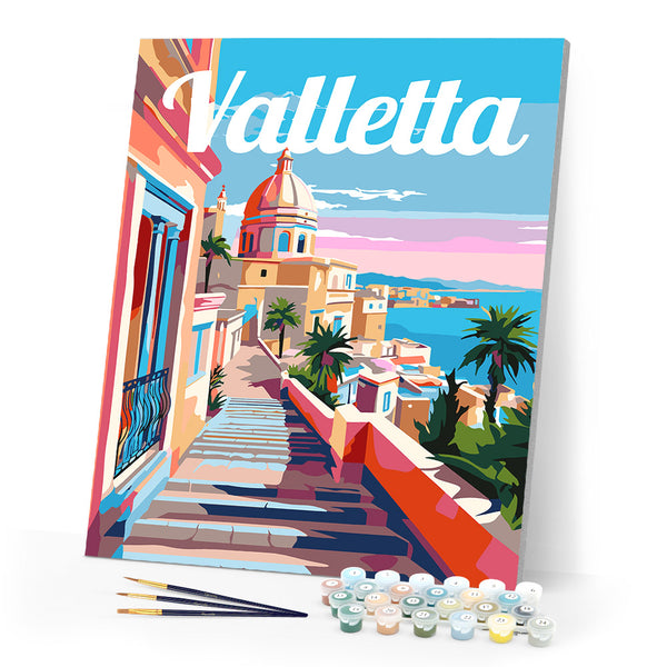Paint by numbers kit Travel Poster Valletta Malta Figured'Art