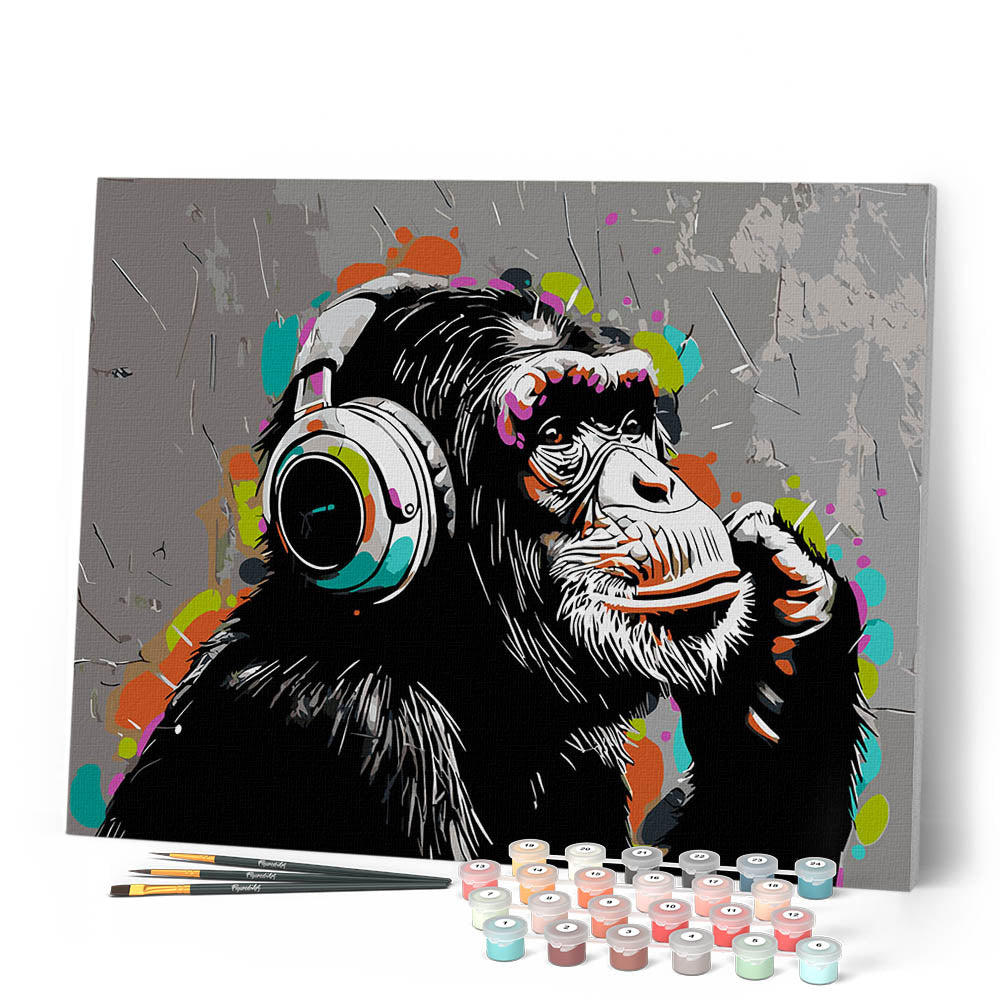 MONKEY MARK コズミック・パラシュート グラフィックアート A1サイズ Paint by Numbers for adults - Funky Monkey Street Art – Figured'Art