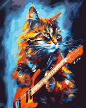 Load image into Gallery viewer, Paint by numbers kit Rocker Cat Abstract Figured&#39;Art