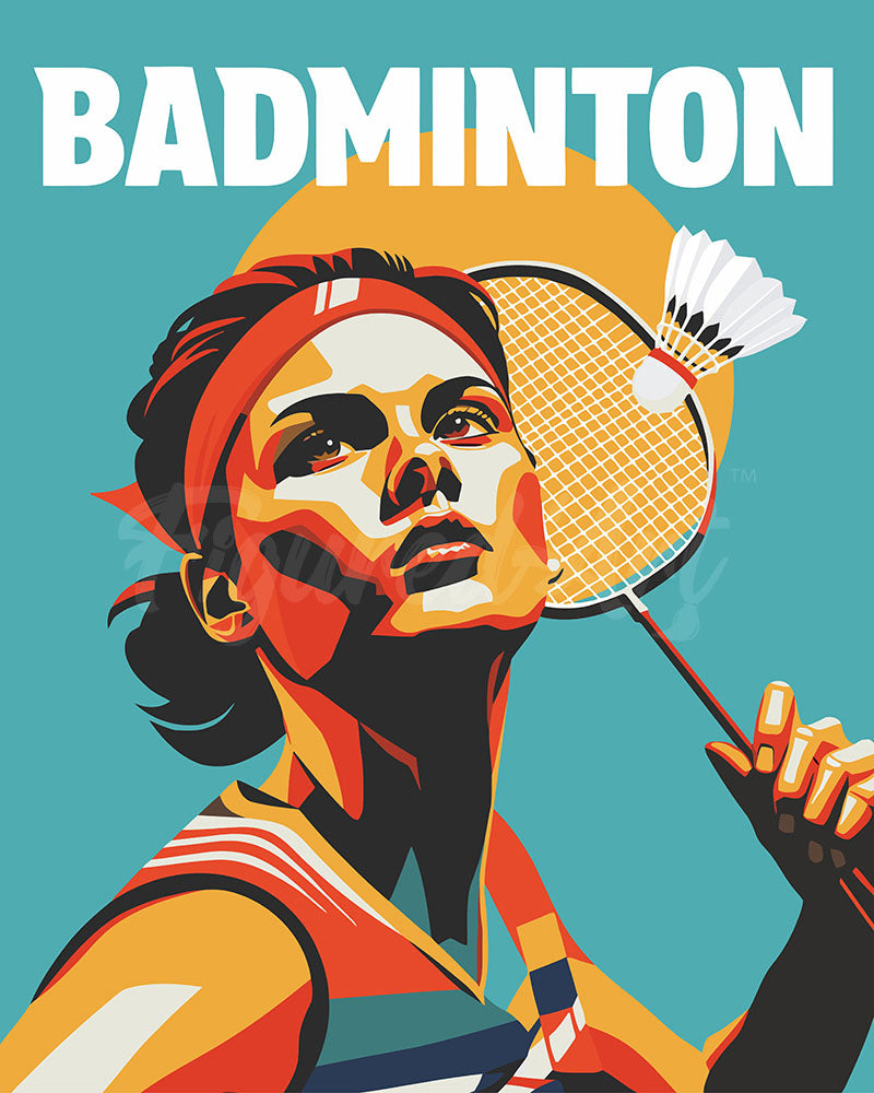 Paint by numbers kit Sport Poster Badminton Figured'Art
