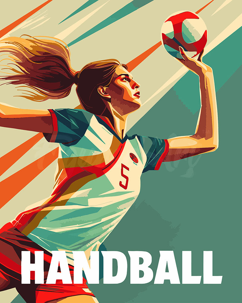 Paint by numbers kit Sport Poster Handball Figured'Art