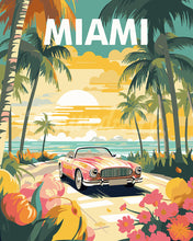 Load image into Gallery viewer, Paint by numbers kit for adults Travel  Poster Miami Sunset Figured&#39;Art