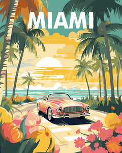 Paint by Numbers for adults - Travel Poster Miami Sunset – Figured'Art