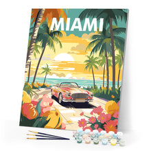 Load image into Gallery viewer, Paint by numbers kit for adults Travel  Poster Miami Sunset Figured&#39;Art