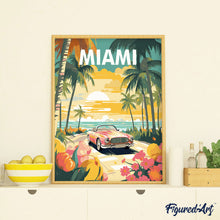 Load image into Gallery viewer, Travel Poster Miami Sunset