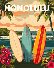 Load image into Gallery viewer, Paint by numbers kit for adults Travel Poster Honolulu Figured&#39;Art