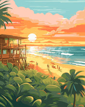 Load image into Gallery viewer, Paint by numbers kit Beach Club at Sunset Figured'Art