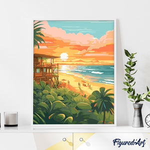 Paint by Numbers for adults - Beach Club at Sunset – Figured'Art