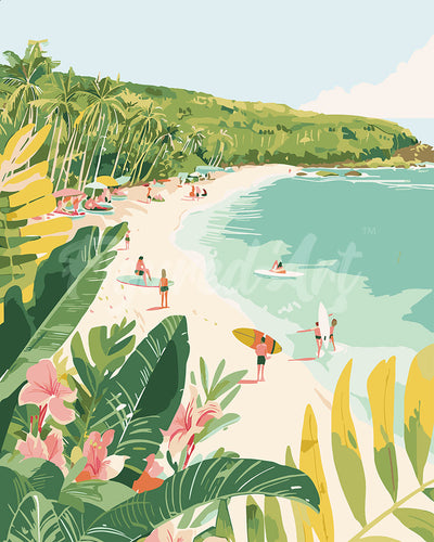 Paint by numbers kit Surfing Paradise Figured'Art