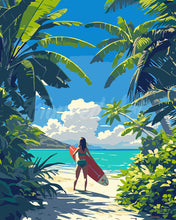 Load image into Gallery viewer, Paint by numbers kit Tropical Surfing Paradise Figured'Art