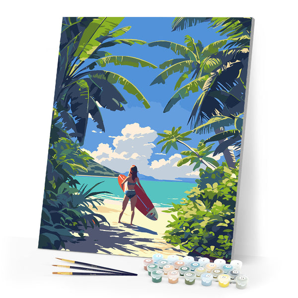 Paint by numbers kit Tropical Surfing Paradise Figured'Art