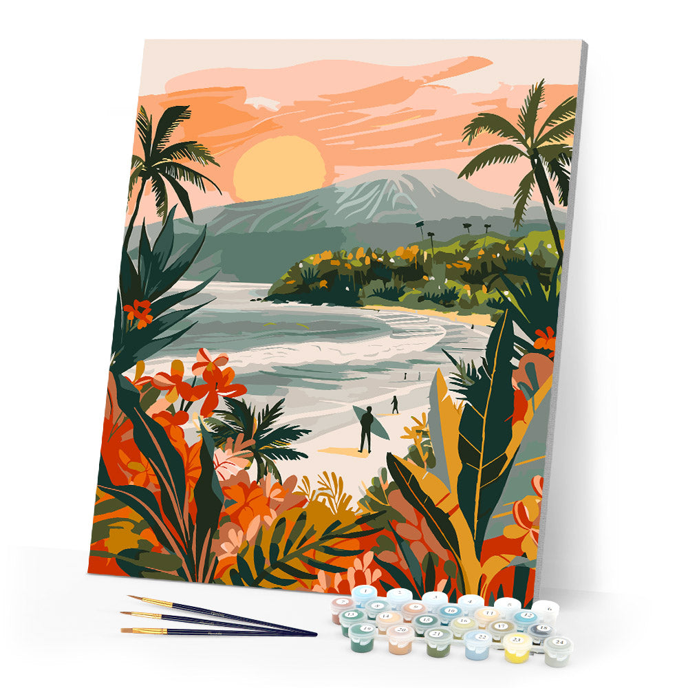 Paint by numbers kit Tropical Beach Figured'Art