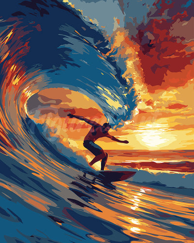 Paint by numbers kit Big Wave Surfing Figured'Art