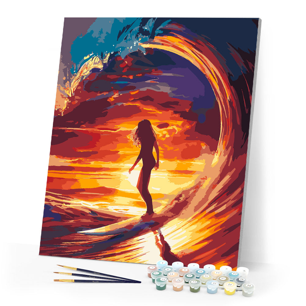 Paint by Numbers for adults - Surf Girl and the Big Wave – Figured'Art