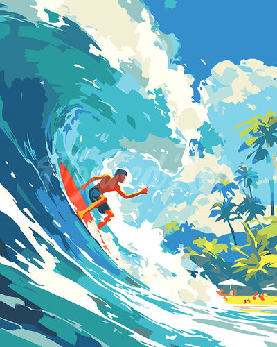 Paint by numbers kit Surfing in Hawaii Figured'Art