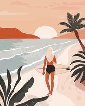 Load image into Gallery viewer, Paint by numbers kit Sunset Beach Walk Figured'Art