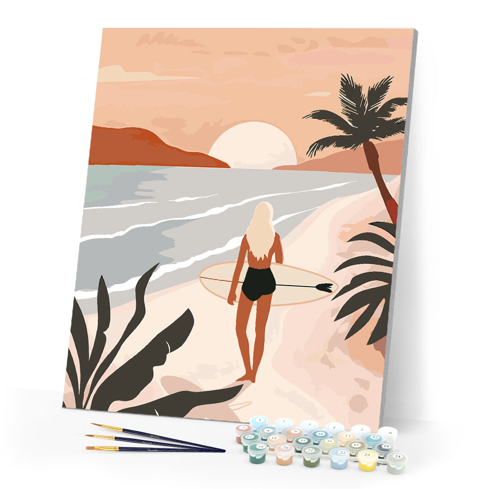 Paint by numbers kit Sunset Beach Walk Figured'Art