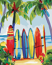 Load image into Gallery viewer, Paint by numbers kit Colorful Surfboards Figured&#39;Art