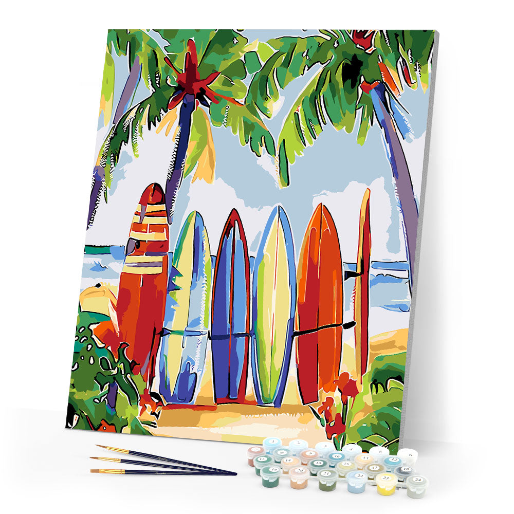 Paint by numbers kit Colorful Surfboards Figured'Art