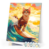 Paint by numbers kit Surfing Cat Figured'Art